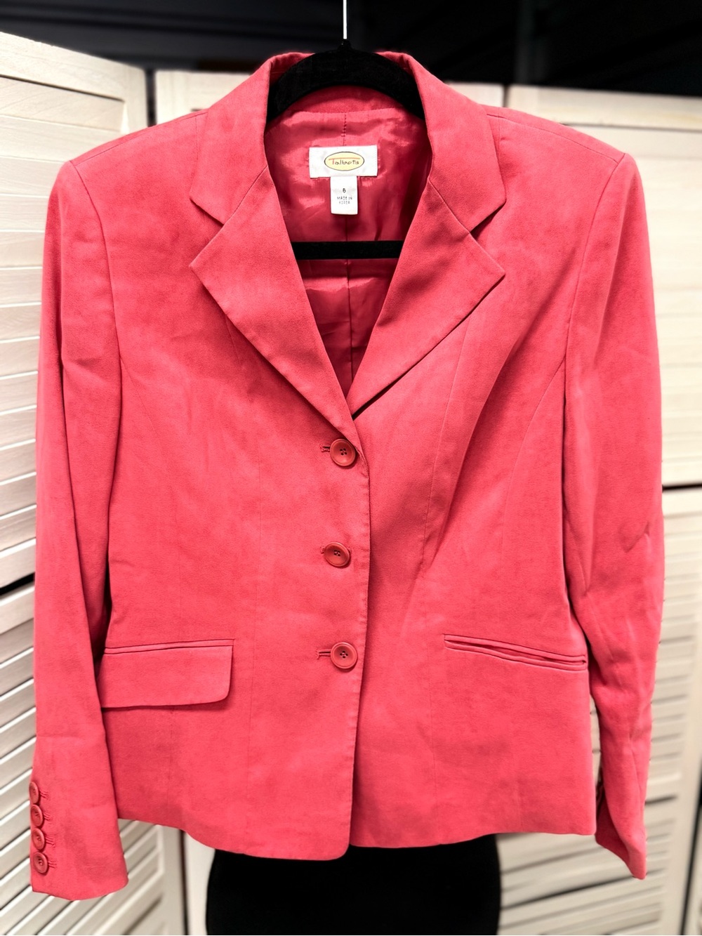 Talbots Coral-Pink Suede Blazer Jacket